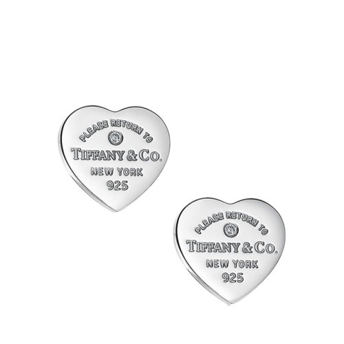Tiffany & Co./蒂芙尼 Return to Tiffany系列 925純銀鑲鉆心形迷你耳釘69902758