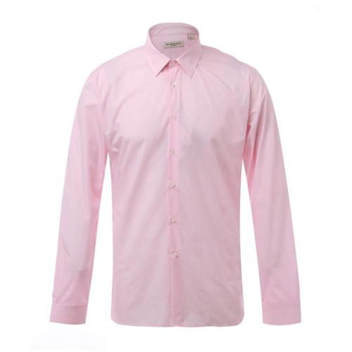BURBERRY/博柏利 純棉翻領(lǐng)粉色細(xì)條紋男士長(zhǎng)袖襯衫長(zhǎng)襯 休閑上裝 正裝 男裝瑕疵特賣（陳列痕跡，不影響使用）