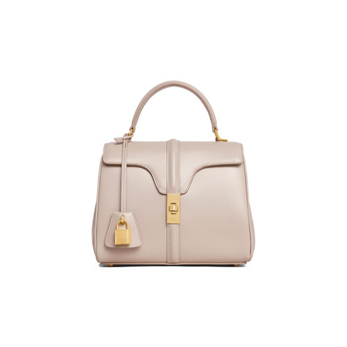 CELINE/賽琳 23春夏新款 女士小號淺咖色小牛皮金色金屬卡扣翻蓋開合調(diào)節(jié)拆卸皮革肩帶單肩斜挎包188003BEY.02TR