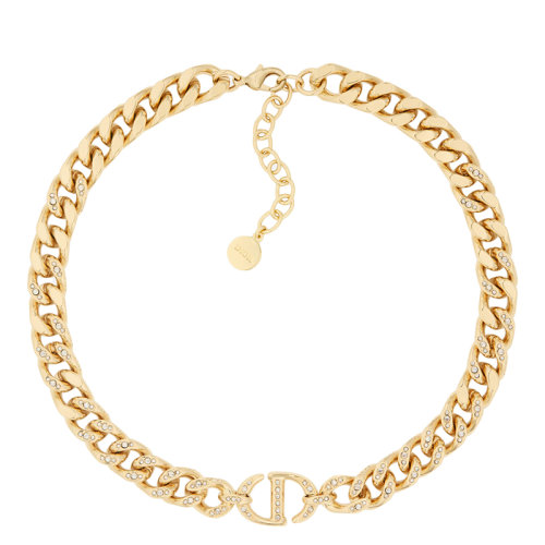 Dior/迪奧 22春夏新款NAVY系列 女士金色飾面金屬和銀色透明水晶裝飾CD項鏈 N1661CDNCY_D336