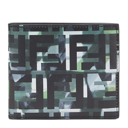 FENDI/芬迪 男士迷彩拼色牛皮經(jīng)典FF印花短款卡包卡夾錢(qián)包男包 7M0169-ABM9-F0X93
