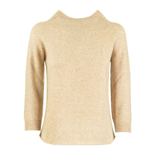 MaxMara/麥絲瑪拉 女士米色圓領(lǐng)羊毛七分袖針織衫毛衣 13661303-600-001