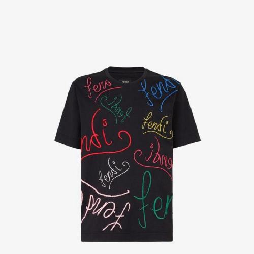  FENDI/芬迪 男士黑色棉質(zhì)短袖T恤 FY0936 AH0V F0BHU PLFSX