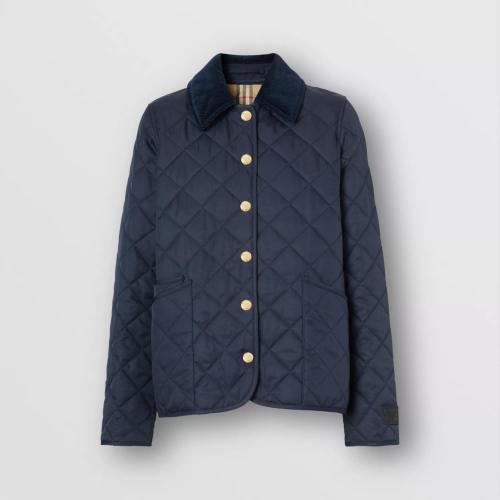  BURBERRY 22年秋冬 女士 燈芯絨衣領(lǐng)菱形絎縫外套 80498721