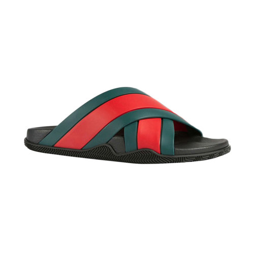 GUCCI/古馳 男士拼色條紋交叉面漏趾拖鞋 630326-J8700-8497
