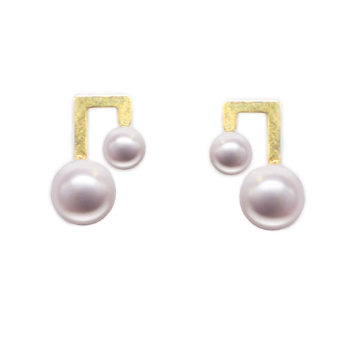 zhuella/珠艾樂 日本海水珠音符耳環(huán)耳釘耳飾