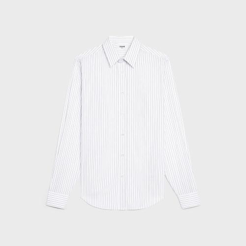  CELINE賽琳思琳 22年秋冬 男士 長(zhǎng)袖襯衫 條紋府綢經(jīng)典襯衫 2C028040Q.01XN