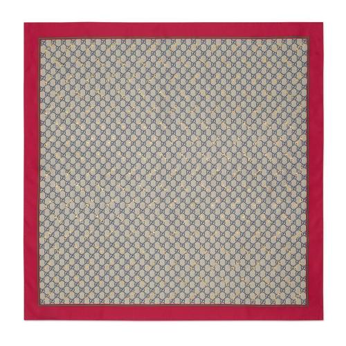  GUCCI古馳 22年秋冬 女士 GG馬銜扣印花真絲方巾 662576 3G001 6267