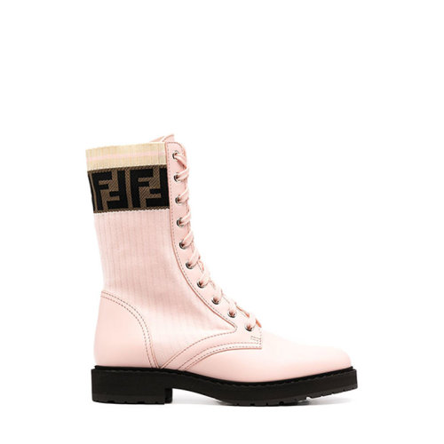 FENDI/芬迪    女士軍綠色皮革拼接老花字母馬丁靴短靴 8T6780A3H4F1C39