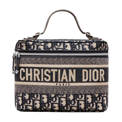 DIOR/迪奧 經(jīng)典DIORTRAVEL系列 VANITY藍色刺Dior老花帆布化妝包S5480VRIW_M928