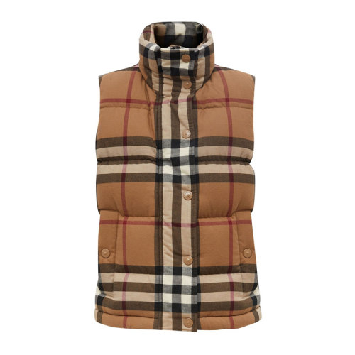 BURBERRY/博柏利 女士 服裝 21春夏 卡其色格紋棉質(zhì)馬甲 女士馬甲