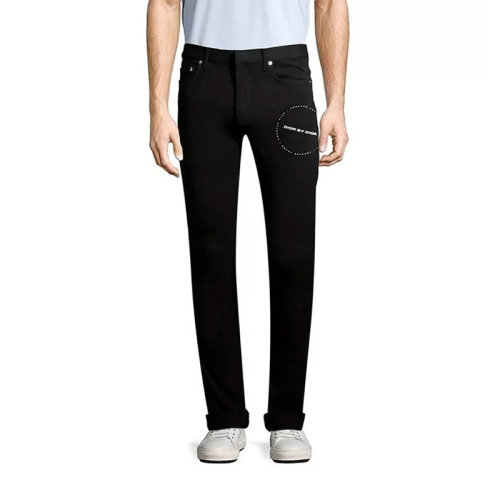 Dior/迪奧  男裝 服裝 黑色棉質(zhì)側(cè)邊印花裝飾時(shí)尚修身長褲 男士休閑褲褲裝