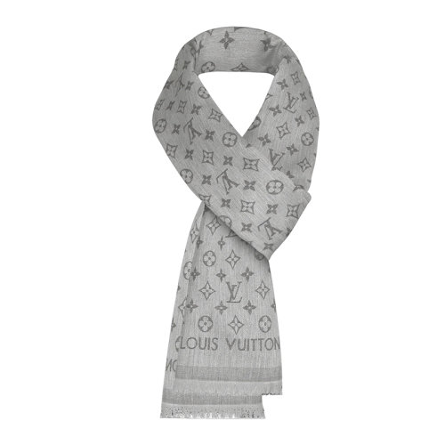 Louis Vuitton/路易威登新款 MONOGRAM ESSENTIAL系列 男士灰色棉質(zhì)老花圍巾M71619
