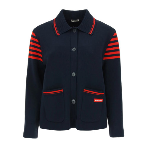 Miu Miu/繆繆 女士藍(lán)色紅色拼色外套 MMF435-1NRM-F059F