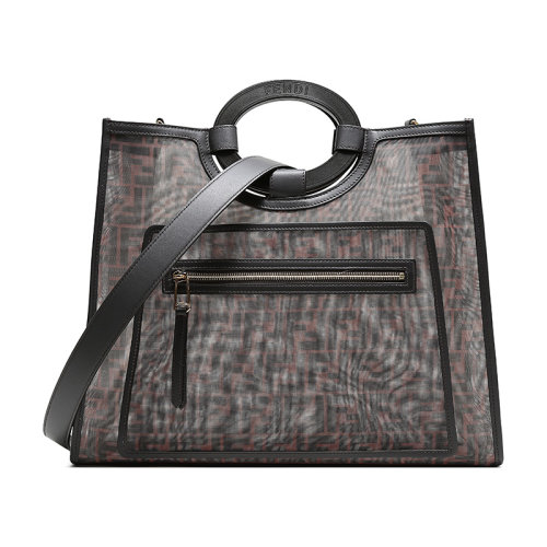 FENDI/芬迪 RUNAWAY系列織物/配皮手提單肩包 8BH360 A6D6