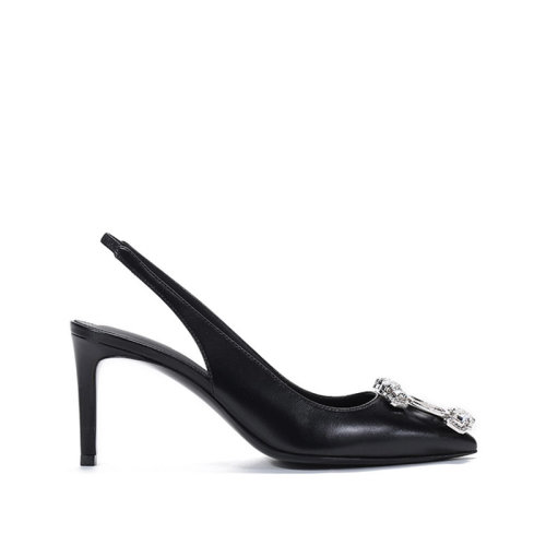 Salvatore Ferragamo/菲拉格慕  女士HIROSHI系列羊皮鑲嵌裝飾露跟鞋高跟涼鞋 0741137