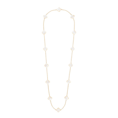 Van Cleef & Arpels/梵克雅寶 經(jīng)典款Pure Alhambra系列 18k金黃金鑲白珍珠母貝14四葉草長項鏈VCARA39900