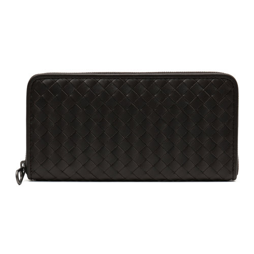 Bottega Veneta/葆蝶家 咖啡色牛皮革時(shí)尚編織男士長(zhǎng)錢(qián)夾錢(qián)包（無(wú)原裝盒） 510643V4651