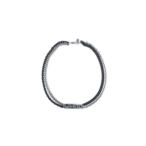 Alexander McQueen/亞歷山大麥昆 男士黑色金屬手鏈 663860 IAG2Y 1060