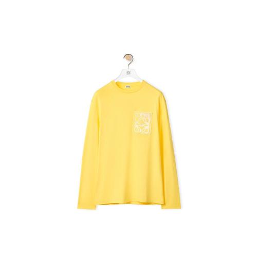  LOEWE羅意威 22年秋冬 男士 長袖T恤 Anagram fake pocket long sleeve T-shirt in cotton H52