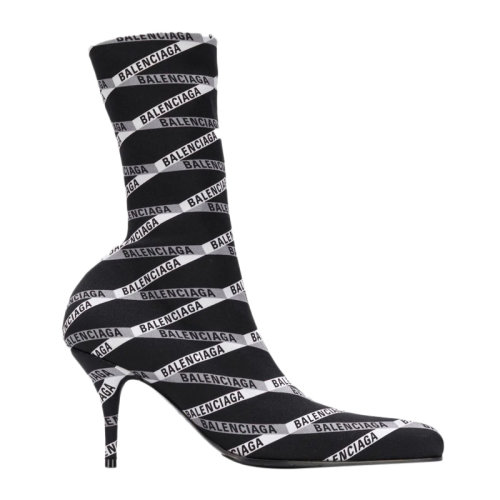 Balenciaga/巴黎世家 女士時(shí)尚徽標(biāo)印花中筒靴細(xì)跟鞋女鞋 女士高筒靴