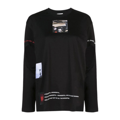 Burberry 博柏利   女裝 服裝 黑色棉質(zhì)鏤空細(xì)節(jié)圖案印花 女士長(zhǎng)袖T恤
