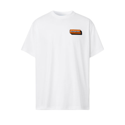 BURBERRY/博柏利 22年春夏新款 男士白色純棉徽標(biāo)嵌花寬松短袖T恤80580931