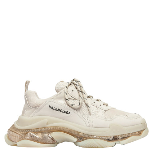 Balenciaga/巴黎世家 2021年新款 Triple S系列 女士米色網(wǎng)眼配透明底運動鞋544351W2GA19710