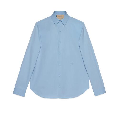  GUCCI古馳 22年秋冬 男士 刺繡棉質(zhì)府綢襯衫 723698 ZAMA0 4910