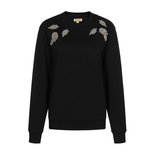 衛(wèi)衣針織 BURBERRY/博柏利 棉質(zhì)黑色加絨圓領(lǐng)女衛(wèi)衣 休閑上裝80084101