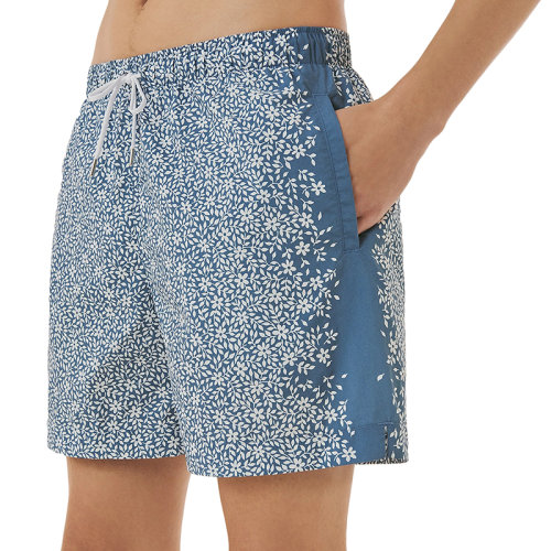 HERMES/愛馬仕 22年秋冬新款 男士藍色尼龍面料Calypso's Garden圖案長款游泳短褲H258100H370SM