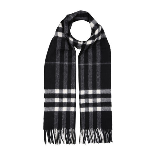 BURBERRY/博柏利 男士經典黑色羊絨流蘇格紋時尚圍巾圍脖 4030500
