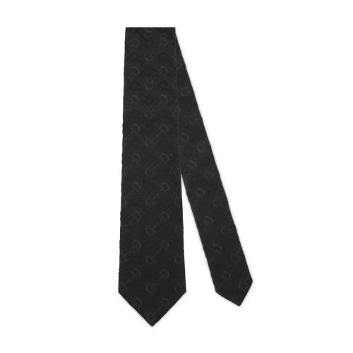  GUCCI古馳 22年秋冬 男士 馬銜扣提花真絲羊毛領(lǐng)帶 720993 4E799 1000