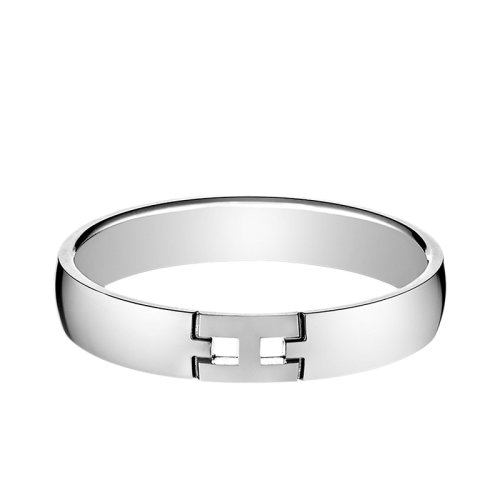 HERMES/愛(ài)馬仕 經(jīng)典Ever Héraklès系列 18K金白金H形結(jié)婚戒指H119854B