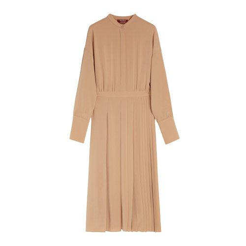 MaxMara/麥絲瑪拉 22年早春新款 LEMBI系列 女士裸色輕卡迪面料軍官領(lǐng)連衣裙6221032706059