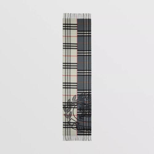  BURBERRY 22年秋冬 女士 蒙太奇羊絨提花圍巾 80639011