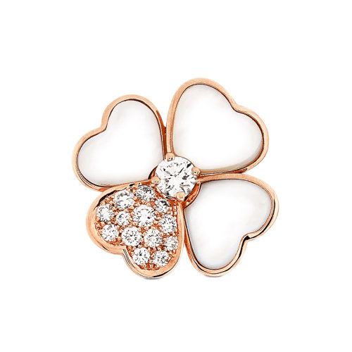 Van Cleef & Arpels/梵克雅寶 經(jīng)典Cosmos系列 18k金玫瑰金白珍珠母貝鑲鉆石四葉草吊墜胸針VCARO5BV00