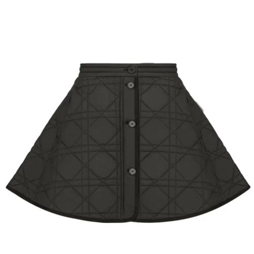 DIOR/迪奧  Macrocannage系列 女士黑色絎縫科技塔夫綢迷你半身裙157J66A2827X9000【主推】