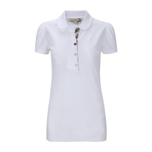 BURBERRY/博柏利 女裝 服飾 簡(jiǎn)約時(shí)尚 白色 棉質(zhì)刺繡半袖開襟衫 女士短POLOT恤 3812825