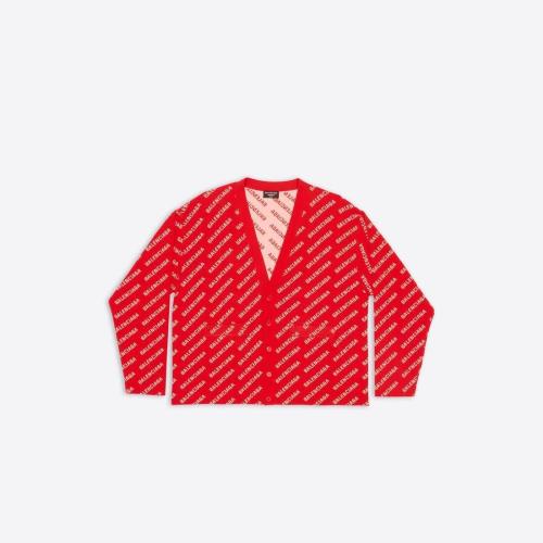  BALENCIAGA巴黎世家 22年春夏 男士 針織衫 Mens Mini Allover Logo Cardigan in Red 699822T3