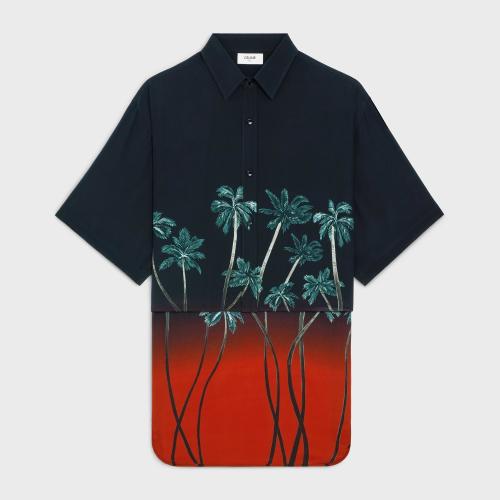  CELINE賽琳思琳 22年秋冬 男士 短袖襯衫 雙縐燕尾服襯衫 2C708402Q.27NG