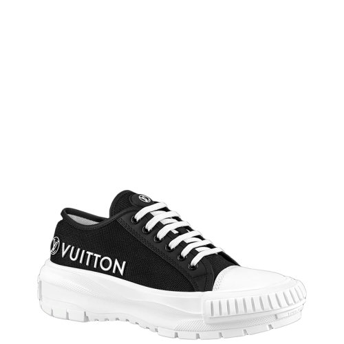 Louis Vuitton/路易威登 22年早春新款 LV SQUAD系列 女士黑色網(wǎng)布和小牛皮厚底運(yùn)動(dòng)鞋帆布鞋1A9RO7