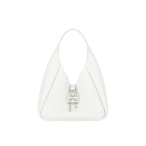 Givenchy/紀(jì)梵希 22新款 G-Hobo系列 女士象牙白粒面小牛皮鱷魚(yú)壓紋皮革手柄金色飾面單肩腋下手提包BB50QNB1LY-105