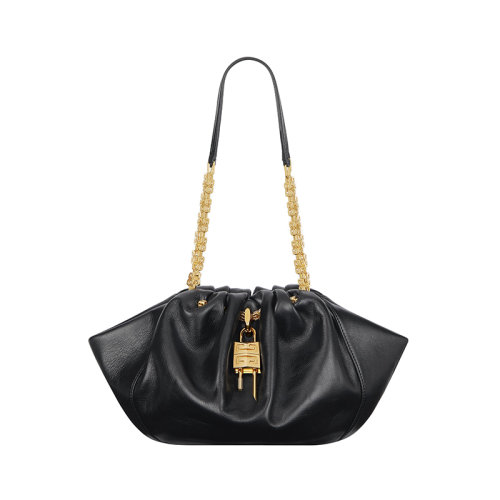 Givenchy/紀(jì)梵希 22新款 Kenny系列 女士小號(hào)黑色小牛皮磁性開合拆卸掛鎖金屬配皮鏈條肩帶金色飾面單肩斜挎包BB50MJB1KR-001