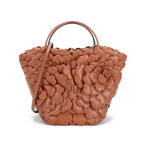 Valentino/華倫天奴  女士牛皮玫瑰花瓣手提單肩斜挎包水桶包 VW2B0I74IKP