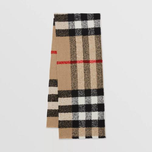  BURBERRY 22年秋冬 女士 格紋羊絨混紡花呢圍巾 80593401