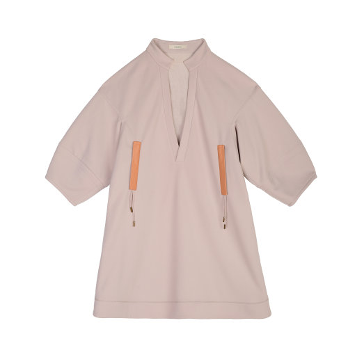 19年秋冬款nisiss/怡夕杏色寬松版連衣裙女士連衣裙N114XO02