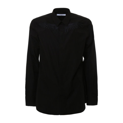 Givenchy 紀(jì)梵希 男裝 服裝 黑色棉質(zhì)商務(wù)休閑襯衣 男士長袖襯衫