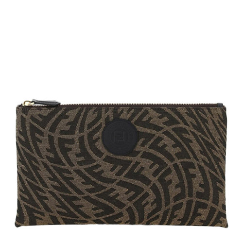 FENDI/芬迪 男女同款中性款棕色印花手拿包錢包卡包 8N0149-AFL2-F1BAH