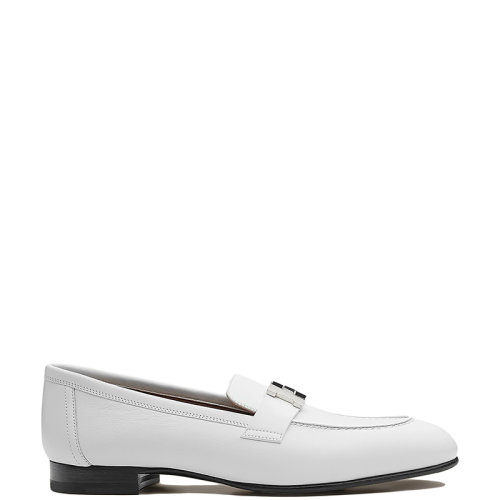 HERMES/愛(ài)馬仕 22年秋冬新款 Paris系列 女士白色牛皮銀色H莫卡辛鞋樂(lè)福鞋H211288Z92360